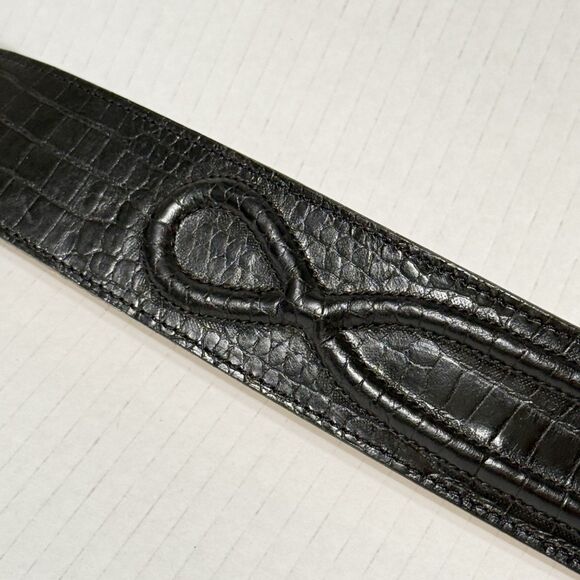 Guess Georges Marciano Vtg 90s Chunky Leather Belt Black Croc Emboss 3058 Sz M main image 4